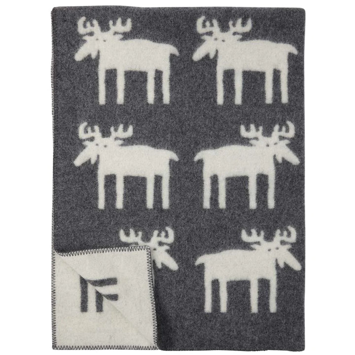 Manta Moose gris y blanco de Klippan, con alces