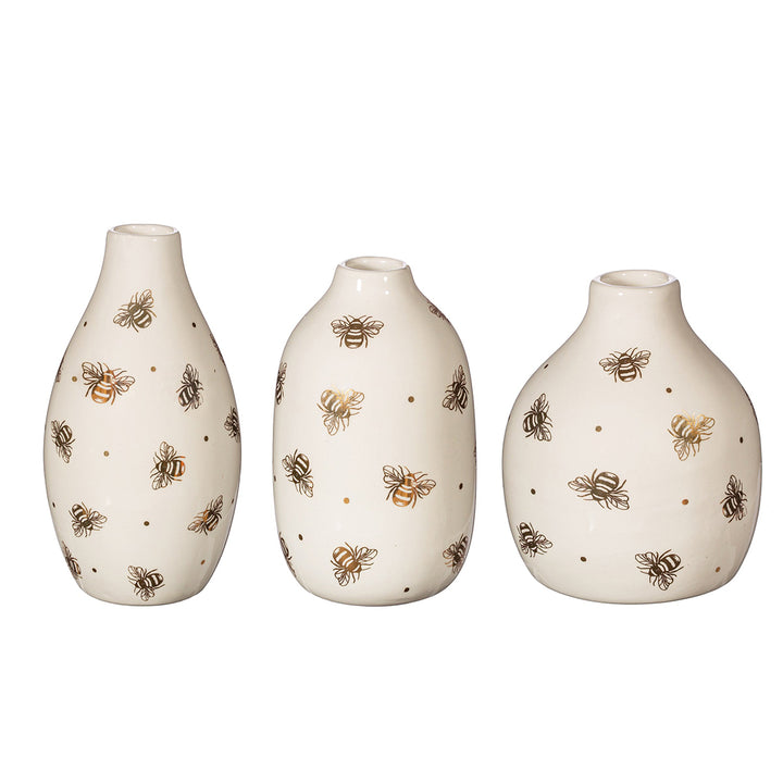Set de 3 floreros Queen Bee de Sass & Belle con abejas doradas
