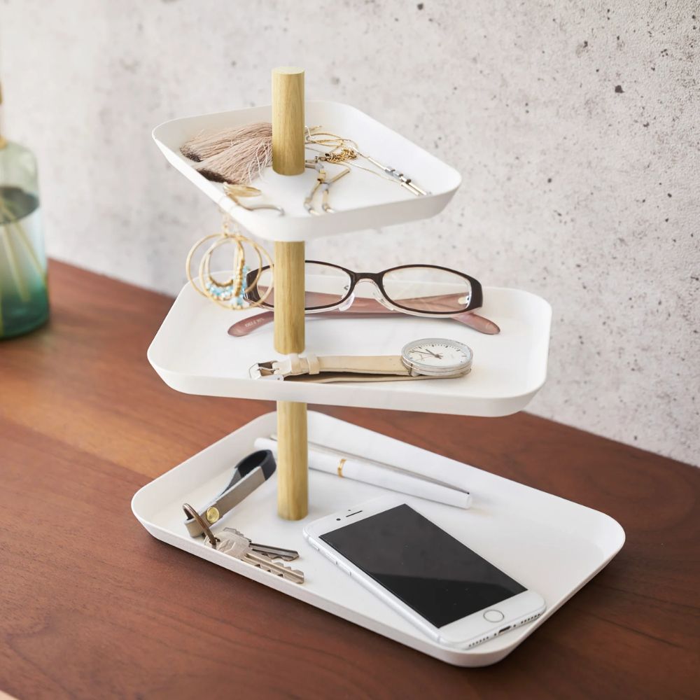 SOPORTE ACCESORIOS 3 BANDEJAS GIRATORIAS <br>Blanco <br>Yamazaki