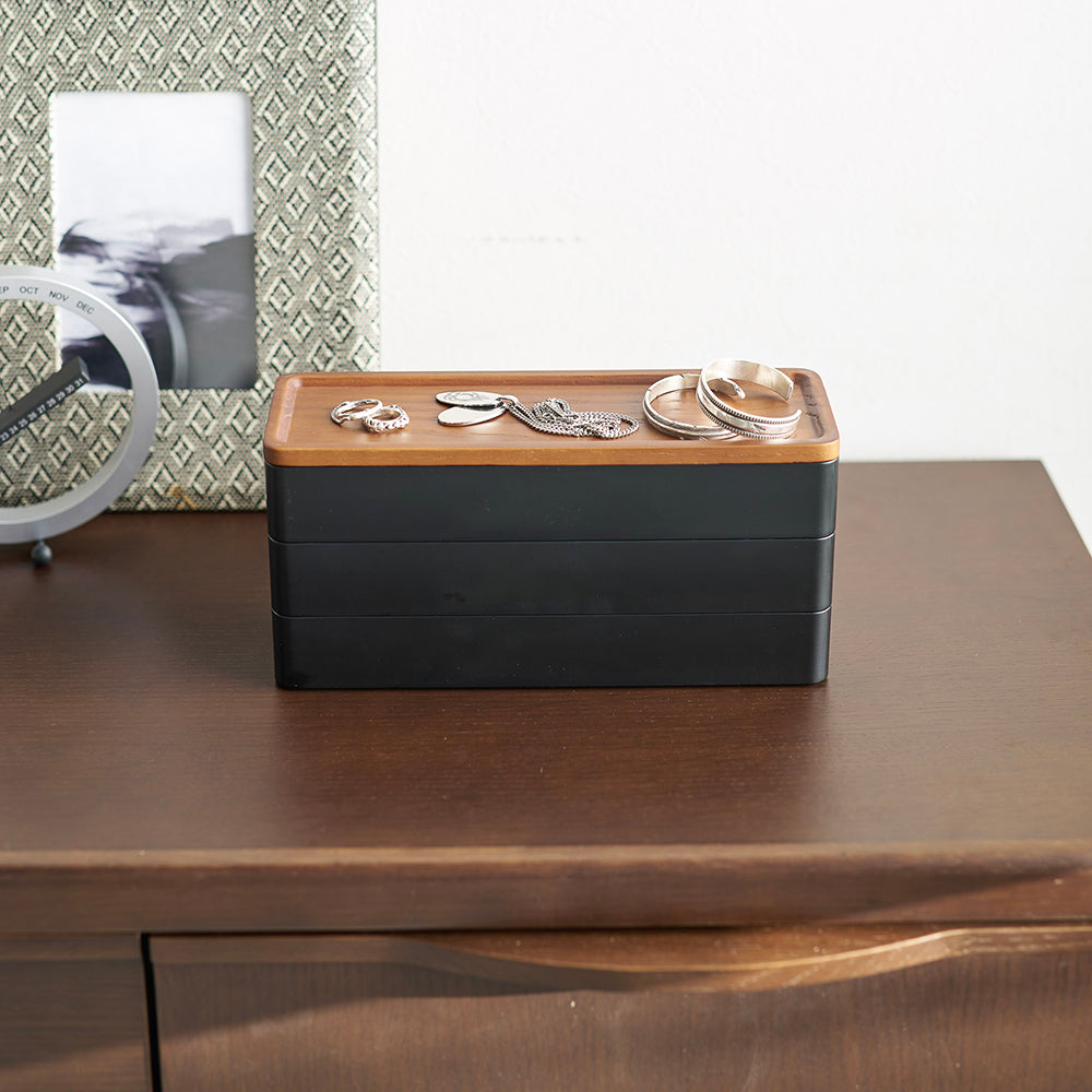 CAJA ACCESORIOS SLIM 3 NIVELES <br>Negro <br>Yamazaki