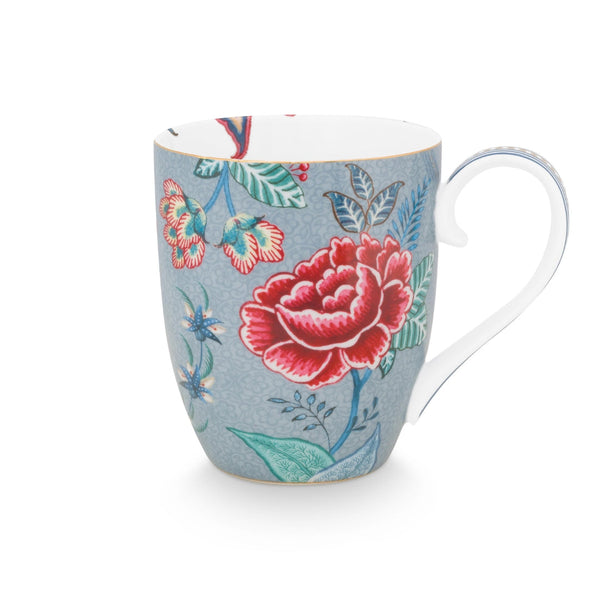 Taza Tamaño XL Festival de Flores Celeste 450ml – Cerámica, Diseño Holandés Original