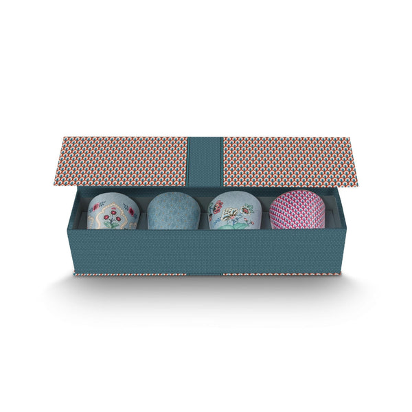 Giftset Tazas Without Ear Oriental Festival de Flores Azul 230ml – Cerámica, Diseño Holandés Original