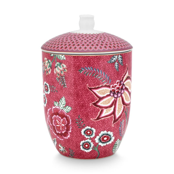 Frasco de Almacenamiento Festival de Flores Dark Rosado 1.5ltr – Cerámica, Diseño Holandés Original