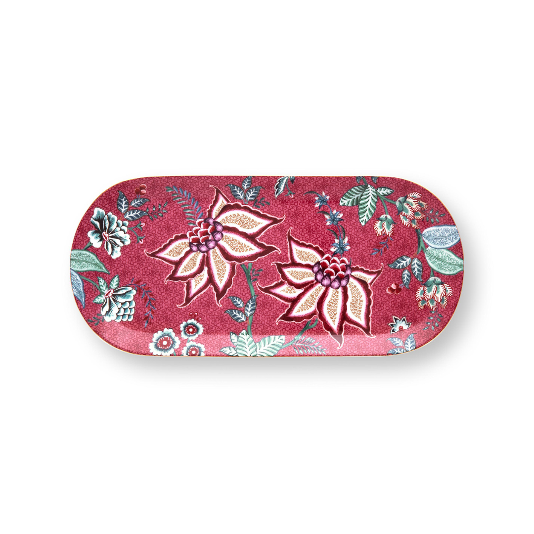FESTIVAL DE FLORES DARK ROSADO <br> Bandeja Rectangular <br> Pip Studio
