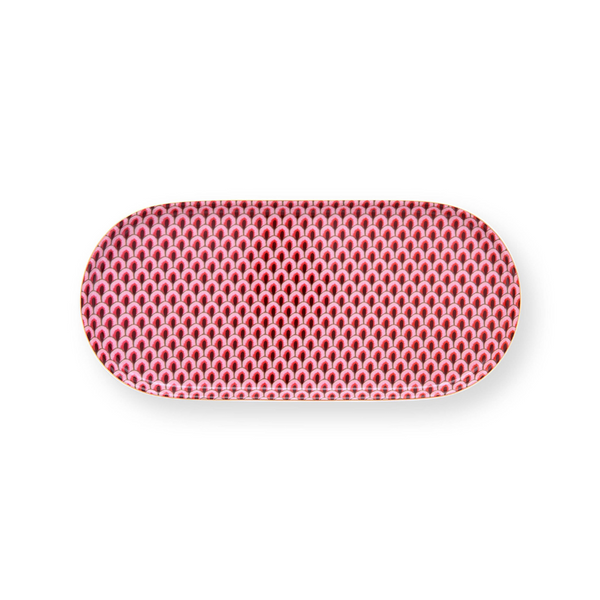Plato Bandeja Festival de Flores Scallop Dark Rosado 25x1 – Cerámica, Diseño Holandés Original