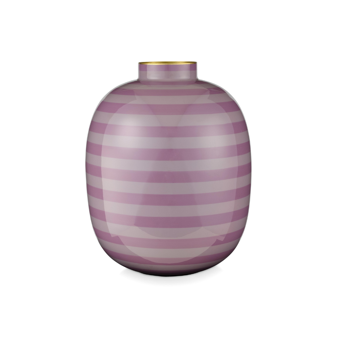 JARRÓN DE METAL <br> Rayas Lila 32cm<br> Pip Studio