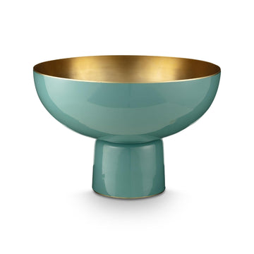Bandeja alta de metal celeste de Pip Studio con interior dorado