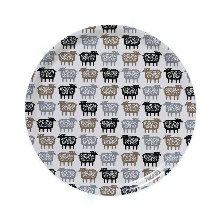 Bandeja redonda SHEEP 30 YEARS de Bengt & Lotta, Ø38 cm con ovejas ilustradas