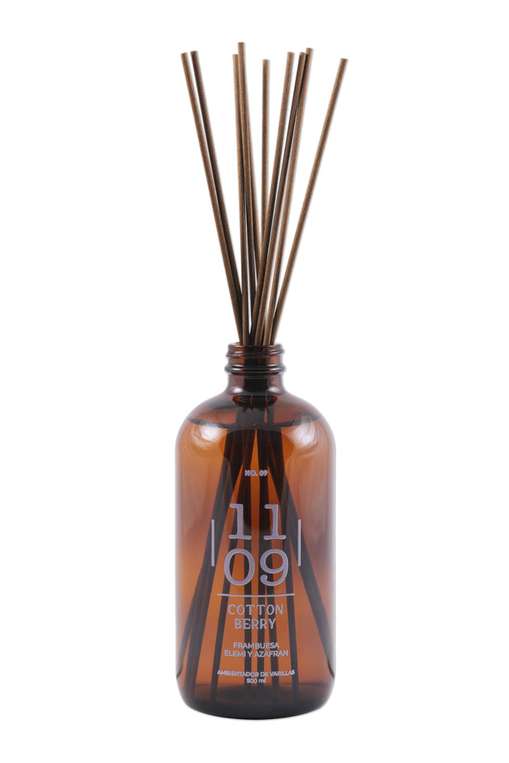 Ambientador de varillas COTTON BERRY 500 ml de 1109, aroma a algodón de azúcar, cedro y ámbar