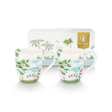 Set de 2 tazas XL Jolie garza de Pip Studio con su caja