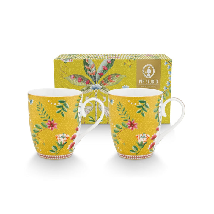 Set de 2 tazas L La Majorelle amarillo de Pip Studio con su caja