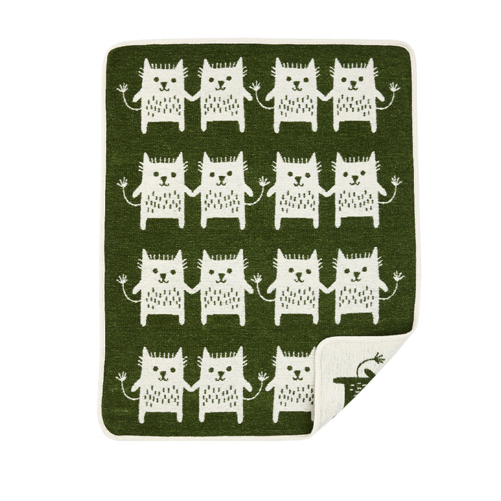 Manta para niños Little Me chenille verde de Klippan, con gatitos
