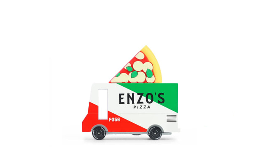 PIZZA VAN <br> Auto de madera <br> Candylab