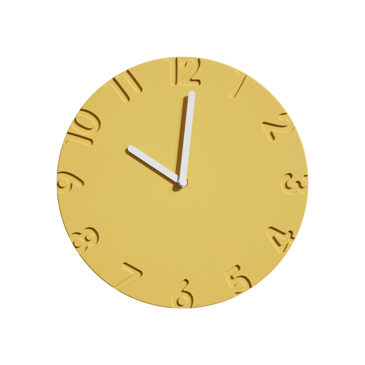 Reloj de pared de concreto Berlin amarillo de KLOK
