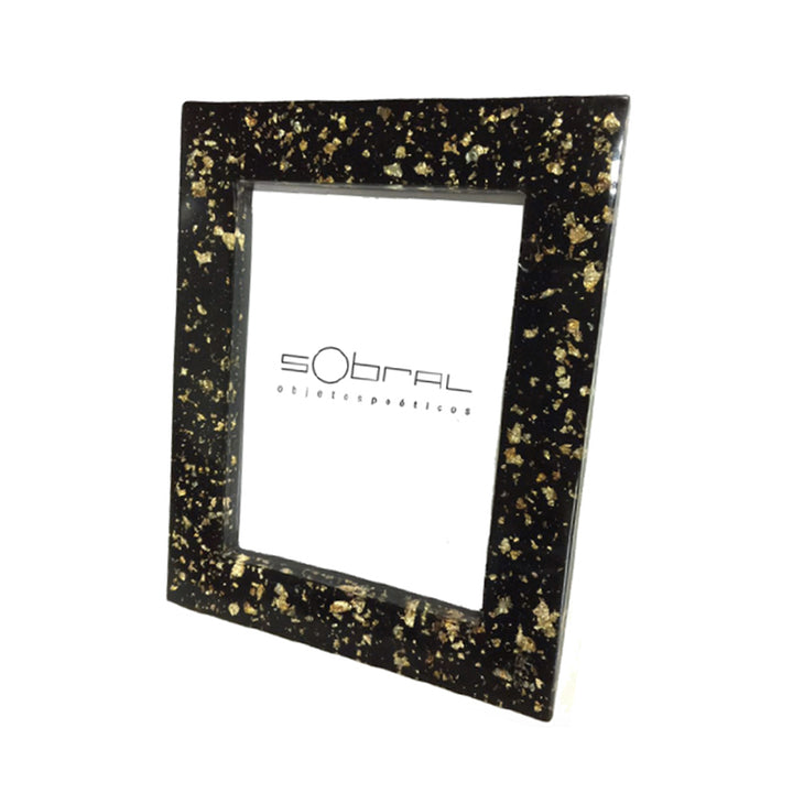 Portarretrato Metalique Preto de Sobral, 13 x 18 cm, negro con dorado