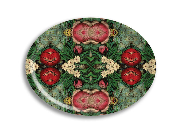 Bandeja ovalada PINK BOUQUET OVAL de Avenida Home, madera de abedul con diseño floral rosado