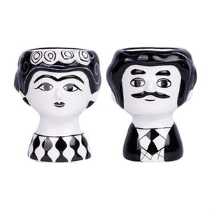 CARLOS & MARISOL B/W <br> Set 2 copas para huevos <br> Kitsch Kitchen